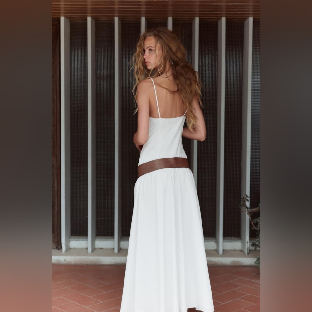 Zara White Spaghetti-Strap Maxi Dress - Picture 4 of 14